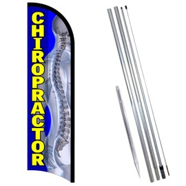Vista Flags Chiropractor Premium Windless Feather Banner Flag Kit (Flag, Pole, & Ground Mt)