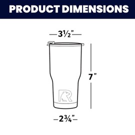 RTIC Vaso aislado de acero inoxidable de 591.5 ml con tapa, a prueba de derrames, bebidas calientes y frías, taza térmica portátil para coche, camping, coral