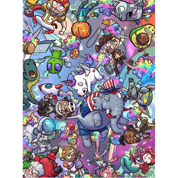 TAOZI&LIZHI The Original 1000 Piece Puzzle, Fart-Tastic Rainbow Universe, No