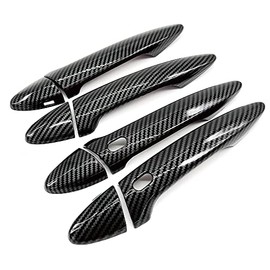 S SIZVER Carbon Fiber Print ABS Plastic Side Door Handle Covers Overlay Compatible with 2006-2013 IS250 / IS350 / ISF Sedan