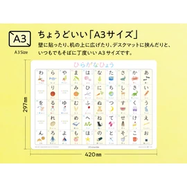 Anchante Hiragana Hyo [HIRAGANA CHART] A3, Rounded Corners, Waterproof