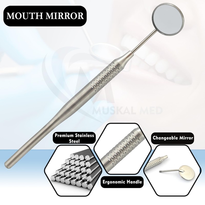 Muskalmed 2 Dental Mirror Anti Fog Mouth Mirror #5 with