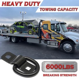 D Ring Tie Down Anchors 3/8” Heavy Duty 6,000 lbs Truck Tie Downs Rings for Loads on Trailers RV Pickup Cargo Camper Control, Tie Down Motorcycle, ATV Surface Mount Bracket Anchor Point (Black)