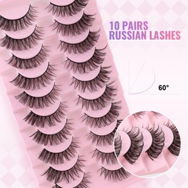 Glowing Win Wimpern mit Kleber 3D Katzenauge Falsche Wimpern Natürliche 10 Paar Künstliche Wimpern Set Cat Eye Fake Lashes with Bond and Remover Russian Strip Eyelashes