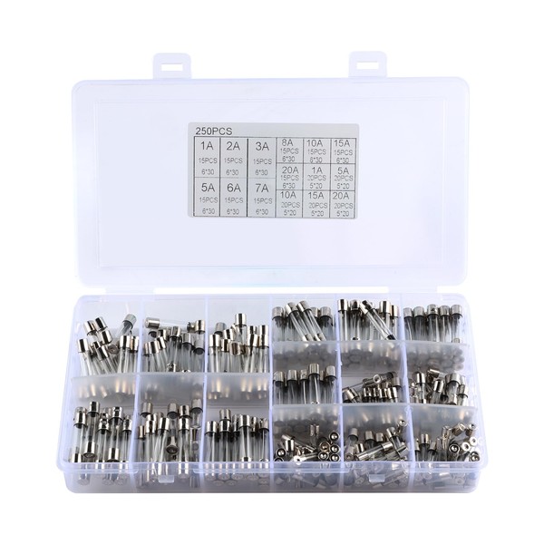 EC Buying 250Pcs Car Glass Fuses Quick Blow Glass Tube