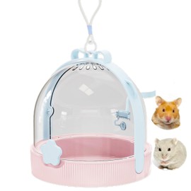 TUTU&LELE Small Animal Carrier, Travel Carry-Out Cage with Warm Plush Pads and Water Bottle can be Carried Both by Hand and Crossbody, Suitable for Dwarf Hamsters, Guinea Pigs, Hamsters (Blue)