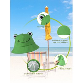 ADAKEL Frog Bucket Hat Cute Cotton Bucket Sun Hat Wide Brim Fisherman Hat for Adult Women Girls