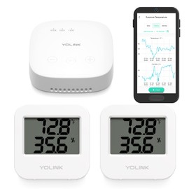 YoLink SpeakerHub & Two Temp/Humidity Sensors Starter Kit – Audio Hub Plays Tones/Sounds, Spoken Messages, Text Messages, LoRa-Powered ¼ Mile Range, Compatible with IFTTT, WiFi Required
