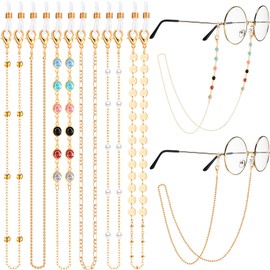 Frienda 6 Pcs Eyeglass Chains Glasses Chain Holder Lanyard for Women Beaded Glasses Strap Around Neck Sunglasses Cords(Classic Style)