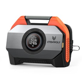 ETENWOLF VORTEX S6 Tire Inflator Portable Air Compressor for Heavy-duty Vehicles, Cordless Air Pump for Car & Inflatables with 19200mAh Battery, 100% Duty Cycle & Dual Cylinder Bike Pump - Color: Vivid Orange