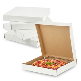 MT Products White Clay Coated Pizza Boxes 8" x 8" x 1.5" - Lock Corner Paperboard (Pack of 20) - Made in the USA