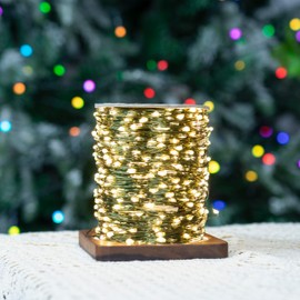 PCORES 50M 500LED Fairy Lights Plug in with Remote and Timer, Waterproof Green Copper Wire String Lights Christmas Lights Bedroom Decor, Twinkle Lights for Christmas (Warm White,Adaptor Included)