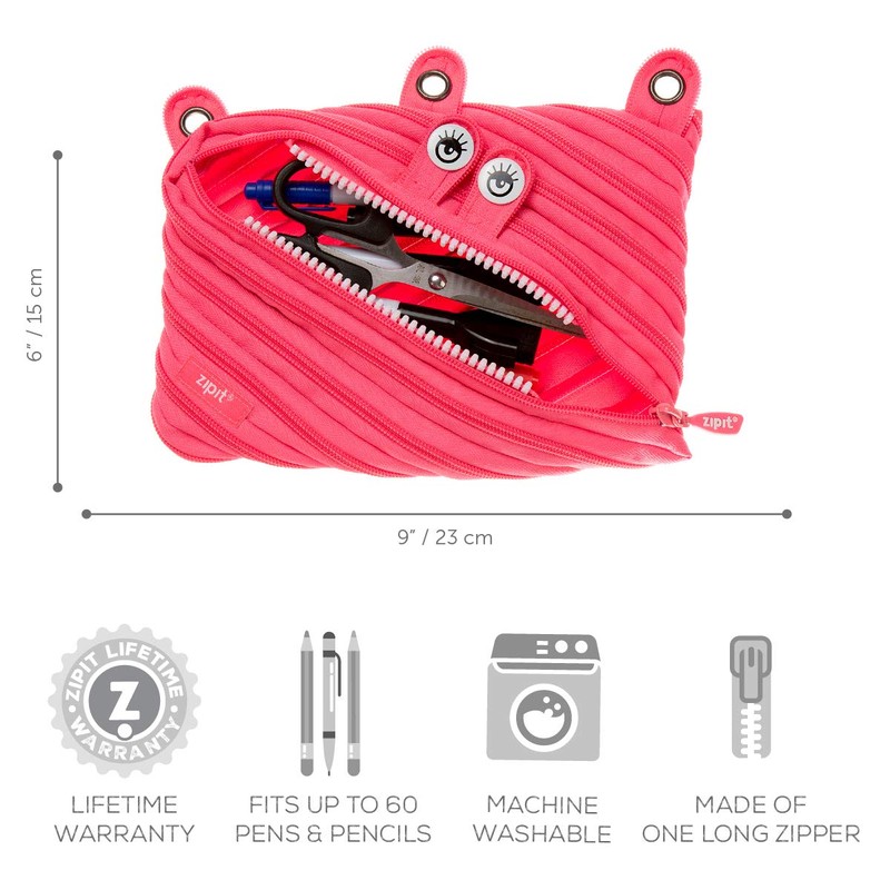ZIPIT Monster 3-Ring Pencil Case, Pink