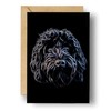 Fractal Artworks Black Cockapoo Greeting Card with Fractal Art Design.