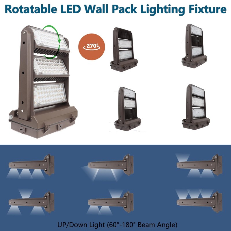 Dusk to Dawn 240W Rotatable LED Wall Pack Light, 5000K