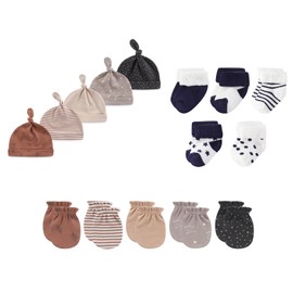 JELYLOVE Unisex Boy Girl Baby Hats Mittens Socks 15 Pack Cotton Infant Caps Gloves Newborn Accessories Set
