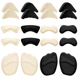 Almohadillas de Talón, Metatarsianas Adheribles y Rellenador de Zapatos para Zapatos de Mujer y Hombre, Plantillas de Bola de pie, Alivio Dolor en el Antepié, Prevención Callos y Ampollas, Antideslizante (20 PCS)
