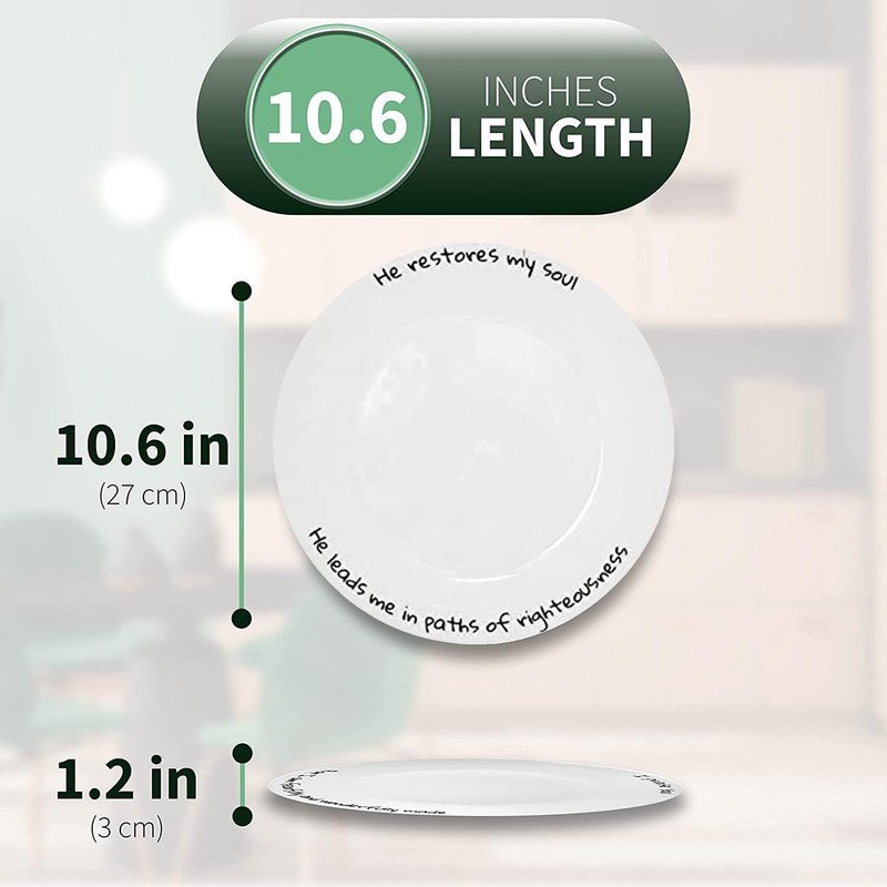 ChitChat Ware Porcelain Dinner Plates, 4Pcs White Round Dessert or