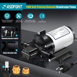 33-Series Professional Grade Water Pump - 110V AC Diaphragm Pump, 4.0GPM, 50PSI, Self-Priming, Thermal Overload, CE Certified, for RV, Marine, Garden Irrigation