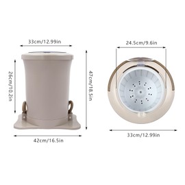 KELIBI Manual Dehydrator, Portable Non-Electric Dehydrator, Manual Draw Cord Laundry Dryer w/Stainless Steel Liner, 3.17GAL High-Speed Clothes Dehydrator For Student Housing Camping Travelling-Apricot