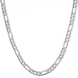 LIFETIME JEWELRY 4mm Figaro Chain Necklace 24k Gold Plated for Men Women & Teens (22 inches, White Gold)