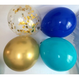 Turquoise Royal Blue Gold Balloons¨CConfetti Balloons for Baby Shower Boy Birthday Graduation Party Decorations D¨¦cor Supplies 12inch 50packs