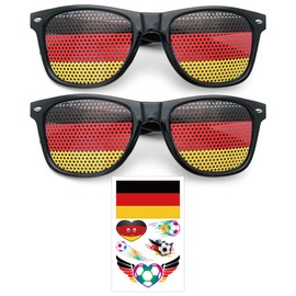XMNIVATE 2 German Glasses, 1 German Flag Sticker, German Flag Sunglasses, Fan Accessories, Football Party Decorations, European Cup Themed Accessories