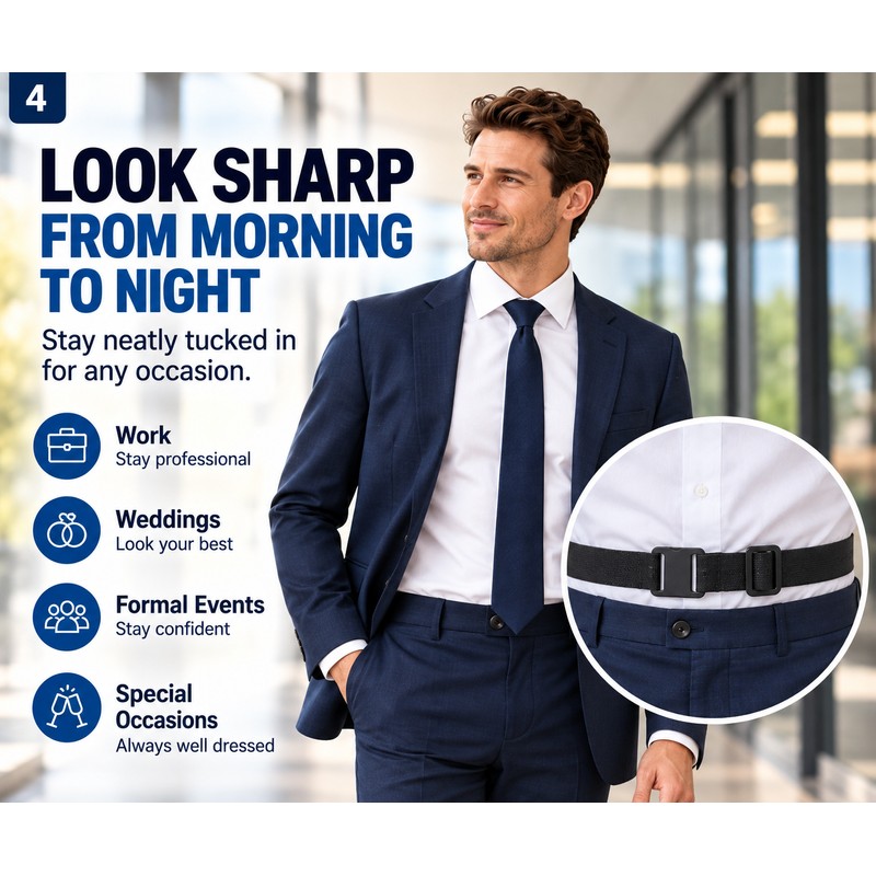 Men'S Nylon Shirt Stays with Anti-Slip Elastic Grip and Adjustable