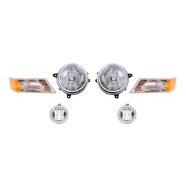 Brock Replacement Halogen Headlight Assemblies without Leveling, Park Signal Marker Lights and Fog Lights 6 Piece Set Compatible with 2010 Patriot