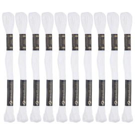 12 Skeins Embroidery Threads, Cross Stitch Thread Fiber Cotton of 8.75yds for Hand Embroidery DIY Creation and Friendship Bracelet String, White
