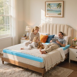 SyMax Full Mattress Topper, Gel Infused Memory Foam Mattress Topper, Soft Bed Topper Mattress Pads for Bed, Sofa, RV, CertiPUR-US Certified, Blue, 3 Inch