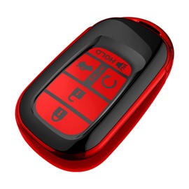 Tukellen for Honda Key Fob Cover, Premium Soft TPU Full Protection Key Fob Case for 2022 2023 2024 Accord Civic HR-V CR-V Pilot Smart 5 Buttons Smart Remote Key Protector (Red)