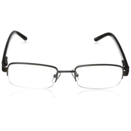 Foster Grant Men's Lyden Rectangular Reading Glasses, Satin Gun/Transparent, 53 mm, 2.00