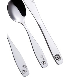 ANNOVA Kids Silverware 6 Pieces Children's Safe Flatware Set Stainless Steel - 2 x Safe Fork, 2 x Dinner Knife, 2 x Dinner Spoon, Toddler Utensils Safari, for Lunchbox (Elephant, Giraffe, Lion)