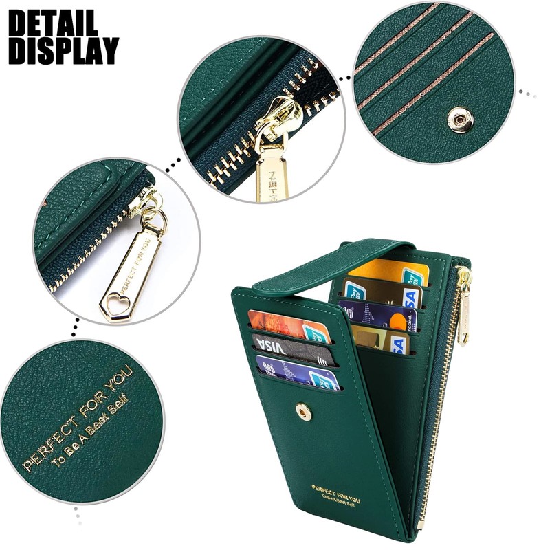 Favydov RFID Blocking Compact Slim Wallet for Women PU Leather