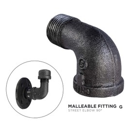SUPPLY GIANT CNTO0112 1-1/2'' 90 Degree Street Malleable Iron Fitting For High Pressures with Black Finish, 1-1/2"