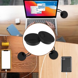 JIEYAO 4 Pcs Desk Cord Hole Cover for Cables, 60mm/2.3in Desk Wire Cord Grommet, Desk Cable Cord Organizer Desk Wire Hole Plug Cover Plastic Furniture Hole Cover for Cables & Cords Management (Black)