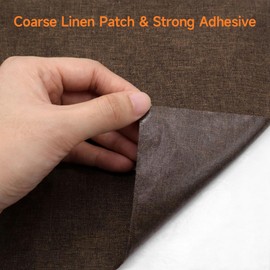 Linen Fabric Patches Self Adhesive, Linen Fabric Repair Tape Soft Breathable, Fabric Patch for Furniture Office Chair Sofa Car Seats (Brown, 8"x12"-2PCS)