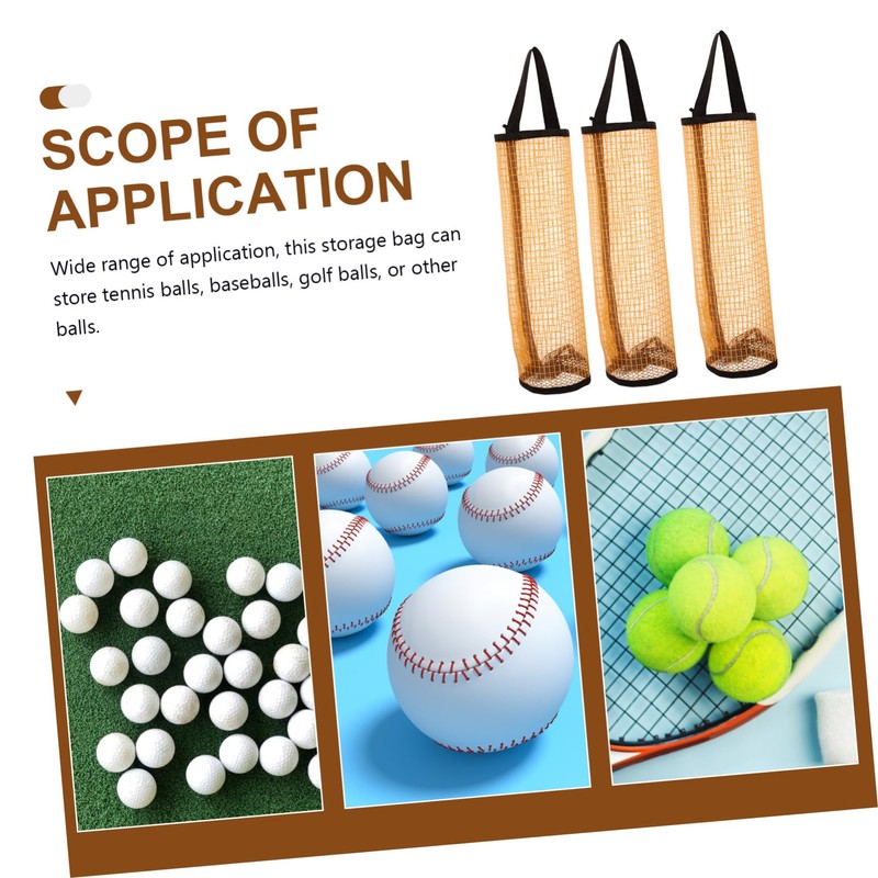 SUPVOX 3pcs Tennis Ball Mesh Bag Durable Tennis Ball Pouch