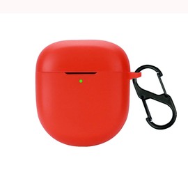 QWYJ for Bose QuietComfort Earbuds II Case (2022) Carcasa Protectora de Silicona, para Bose QuietComfort Earbuds II (2022) Funda de Carga Portátil con Mosquetón Llavero Anti-perdida (Rojo)