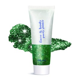 Body Face Glitter Makeup for Kids Women, Sparkly Chunky Hair Glitter, Mermaid Birthday Decorations Rave Outfits for Women (Green Body Glitter)
