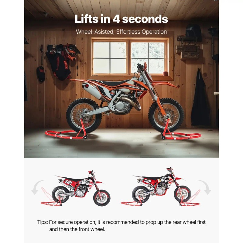 850lbs Capacity Motorcycle Stand Lift Front & Rear Combo with