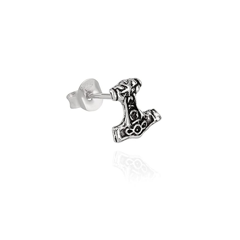 NKlaus Thor's Hammer Viking Single Stud Earrings 925 Silver 8