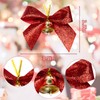 24 Pieces Christmas Tree Bows with Bells 3.5 Inch Small