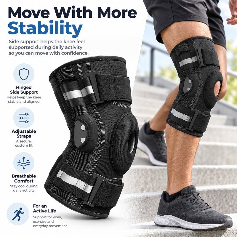 Hinged Knee Brace for Daily & Sports Support – Adjustable