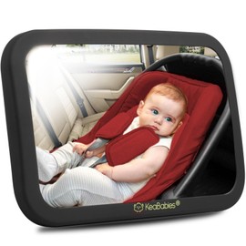 Large Shatterproof Baby Car Mirror - Safety Baby Car Seat Mirror - Baby Car Mirror for Back Seat Rear Facing Infant - Carseat Mirrors - Fully Assembled Baby Mirror For Car (Sleek Black)