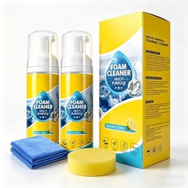 4-in-1 Multi-Enzyme Foam Spray Cleaner, Multipurpose Foam Cleaner for Car Interior Kitchen Bathroom Sofa, Deep Cleaning Foam Spray with Lemon Fresh Scent (1)
