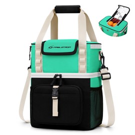 Maelstrom Lunch Box for Women, 20L Insulated Lunch Bag Men, Leakproof Double Deck Cooler Bag, Soft Lunch Cooler with Quick Access Flip-Top Lid for Work, Beach,Travel, Camping (Black-Aqua)