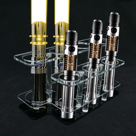 ERMMZHZW Lightsaber Display Stand,Acrylic Multi-Hole Tabletop Lightsaber Holder,Can hold 7 lightsabers at the same time, for lightsaber display and organization (black)
