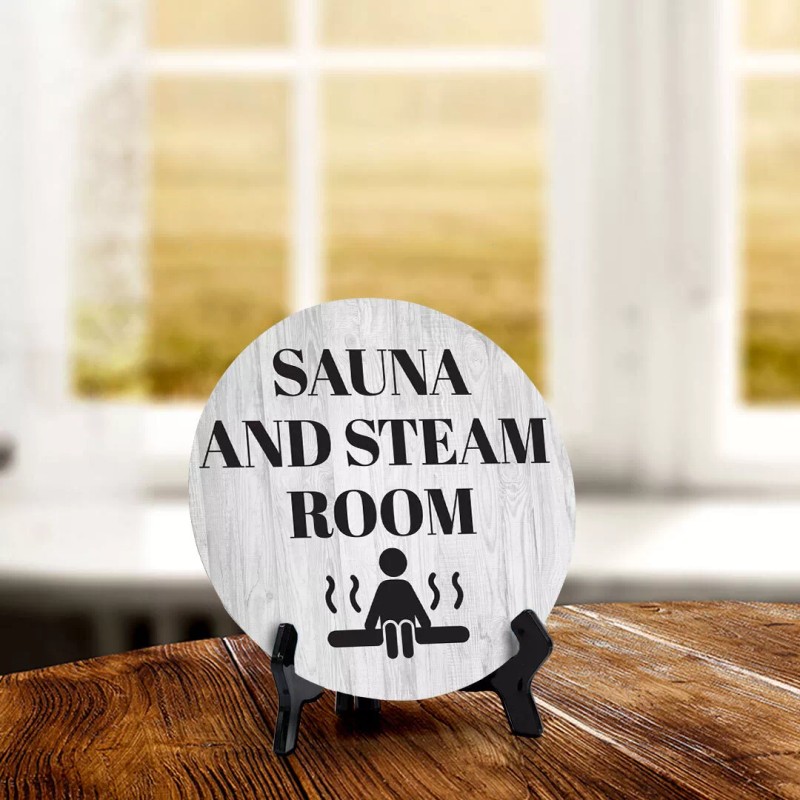 Signs ByLITA Sauna and Steam Room Circle Table Sign with